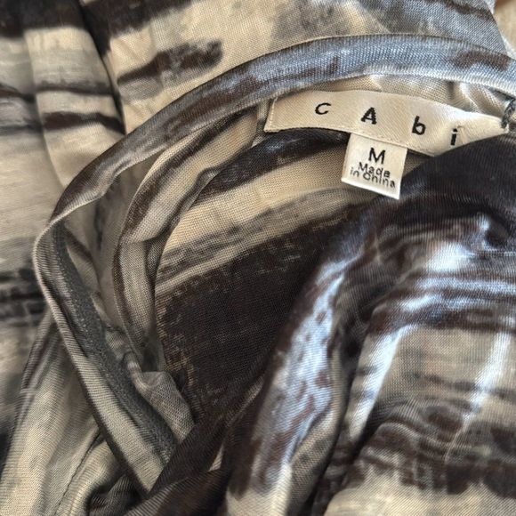 CAbi gray/black/white paintbrush tissue V neck dolman long sleeve midi. Medium - Picture 5 of 5